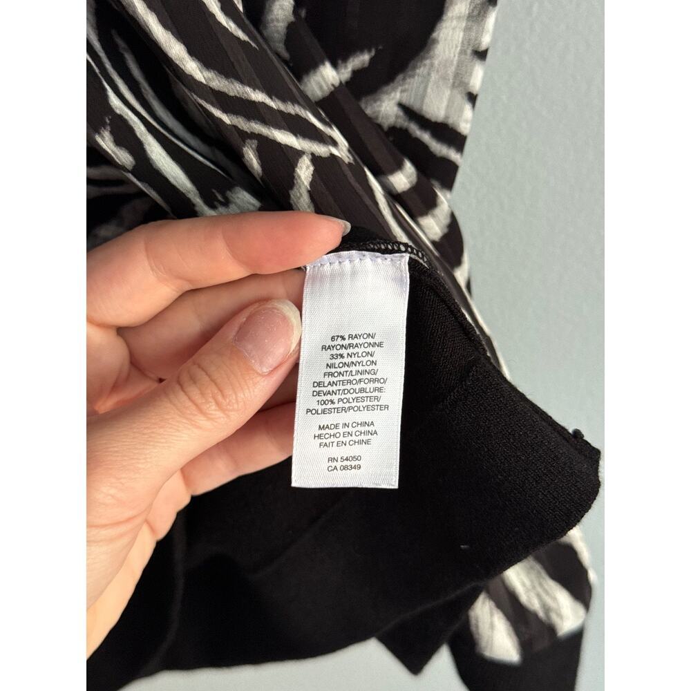 Jones New York Collection Woman Top 0X Plus Size Black Zebra Sleeveless Career - Picture 3 of 6